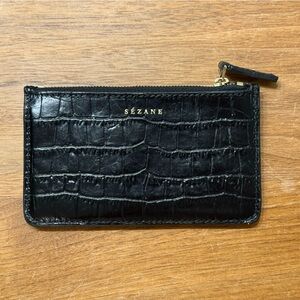 Sézane - Black Croc-Embossed Wallet